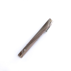 Matte Silver Color Iron Rhinestone Tie Clips for Men, Rectangle, Matte Silver Color, 60x5mm