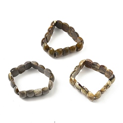 Mexican Agate Natural Mexican Agate Beaded Stretch Bracelets, Flat Back Tile Bracelet, Inner Diameter: 2-3/8 inch(6cm)