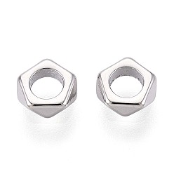 Платинированный Spacer бисер латунные, без кадмия, без никеля и без свинца, граненые, пятиугольник, Реальная платина, 5.5x5.5x2 мм, отверстие : 2.8 мм
