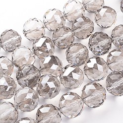 Светло-серый Гальванические стеклянные бусины, гальваническое покрытие, граненые, слеза, светло-серый, 19.5 мм, отверстие : 2 мм, около 12 шт / нитка, 8.6 дюйм (22 см)