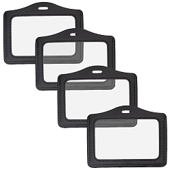 Черный 4 Держатель для удостоверения личности из искусственной кожи, прямоугольные, чёрные, 80x103x3 мм, отверстие : 13x4 мм