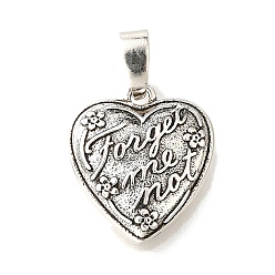 Слово Латунные подвески, сердце, долговечный, без кадмия и без свинца, стойки покрытие, платина, слово, 14.5x12.5x3 мм, отверстие : 5 мм