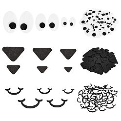 Black 60Pcs 3 Styles Felt Craft Doll Mouth & Eye & Nose, for DIY Doll Toys Puppet Plush Animal Making, Black, 10~22x25~50x1mm