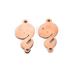 Rose Gold 304 Stainless Steel Links Connectors, Laser Cut, Snake, Rose Gold, 15.5x8.5x1mm, Hole: 1mm