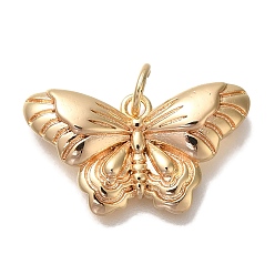 Настоящее золото 18K Латунные подвески, без кадмия, без никеля и без свинца, бабочки прелести, с целью перехода в кольце, реальный 18 k позолоченный, 12x21x3 мм, отверстие : 3 мм