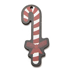 Candy Cane Древесины подвески, прелести рождественской тематики, шоколадная конфета, 55x24.5x2.5 мм, отверстие : 2 мм