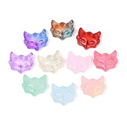 (52) Непрозрачная лаванда Подвески-соединители из прозрачного стекла с запекаемой краской, лисы, с блеском порошок, разноцветные, 23x24.5~25x6.5~7 мм, отверстие : 1.8 мм