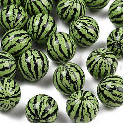 Зеленый Непрозрачные акриловые бусины, арбуз, зелёные, 20 мм, отверстие : 2.5 мм