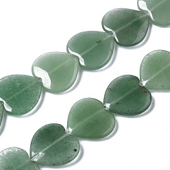 Green Aventurine Natural Green Aventurine Beads Strands, Heart, 19~20x20x4~5mm, Hole: 0.6mm, about 22pcs/strand, 16.14 inch(41cm)