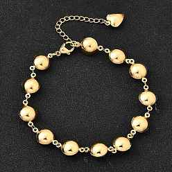 Плоский Круглый 304 браслеты из нержавеющей стали ссылка для женщин, золотые, плоско-круглые, 8-7/8 дюйм (22.6 см)