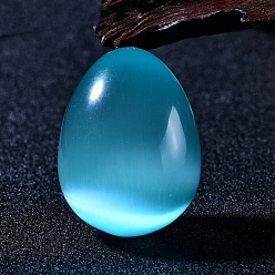 Небесно-голубой Яйцо кошачий глаз украшения для показа, для украшения рабочего стола домашнего офиса, голубой, 48x35 мм