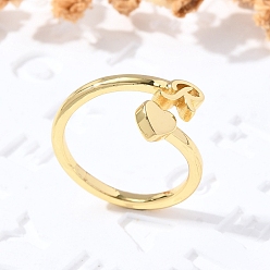 Letter H Латунные кольца-манжеты для женщин, буквы, Письмо ч, внутренний диаметр: 15.6 мм