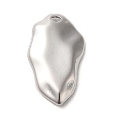 Real Platinum Plated Brass Pendants, Cadmium Free & Nickel Free & Lead Free, Irregular Shape, Real Platinum Plated, 25x15x3mm, Hole: 1.7x2mm