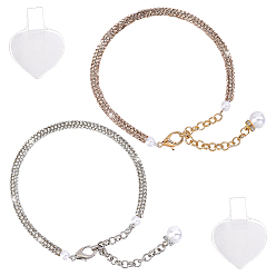Platino & Oro 2bolsos 2colores pedrería antideslizantes cordones de tacón alto, con cadenas de extremo metálico, platino y oro, 225 mm, 1 bolsa / color