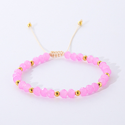Ярко-Розовый Браслеты ручной работы из стеклянных бусин в стиле бохо для женщин, с латунной бисера, ярко-розовый