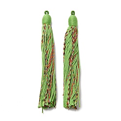 Бледно-Зеленый Хлопковые подвески с кисточками, полиэстером, бледно-зеленый, 128~130x11~12 мм, отверстие : 2x3.5 мм