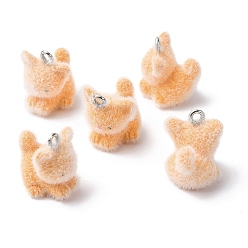 Cat Shape Подвески из смолы с изображением животных, с железной платиной петлей, форма кошки, 16x14x17 мм, отверстие : 1.8 мм