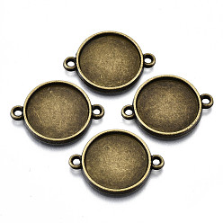 Античная Бронза Настройки соединителей кабошона сплава тибетского стиля, без кадмия, без никеля и без свинца, плоско-круглые, античная бронза, лоток : 18 мм, 26x20x2 мм, Отверстие : 1.8 мм , около 588 шт / 1000 г