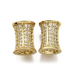 Настоящее золото 18K Латунные микро проложить Цирконий Европейский бисером, колонка, долговечный, без свинца и без кадмия, стойки покрытие, реальный 18 k позолоченный, 11x8.5 мм, отверстие : 4 мм