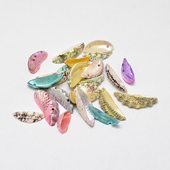 Mixed Color Dyed Natural Shell Half Moon Beads, Mixed Color, 17~26x8~15x5~7mm, Hole: 1mm, about 650pcs/500g