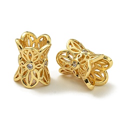 Настоящее золото 18K Стойки обшивки латунь микро проложить кубического циркония бусы, долговечный, без свинца и без кадмия, колонка, реальный 18 k позолоченный, 10x8 мм, отверстие : 4 мм