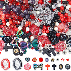 (52) Непрозрачная лаванда Наборы для изготовления браслетов своими руками, включают в себя смешанные акриловые бусины, эластичная хрустальная струна, разноцветные, 12~20x4~9.5 мм, отверстие : 1~2 мм