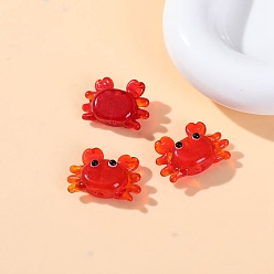 Red Painted Glass Beads, Crab, Red, 28x22mm