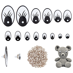 Черный Пластиковые защитные глаза, с распоркой, для вязания крючком игрушек и мягких игрушек, овальные, чёрные, 15~92x11~39x13~17 мм