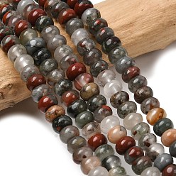 Гелиотроп Природные африканские гелиотроп бисер пряди, рондель, 6.5~7x4~4.5 мм, отверстие : 0.8 мм, около 89 шт / нитка, 15.35'' (39 см)