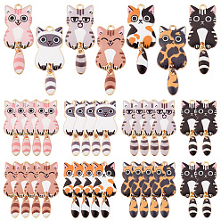 (52) Непрозрачная лаванда 28 шт. 7 стили светло-золотая стойка позолоченный сплав эмаль подвески, кошачье очарование, разноцветные, 38x15.7x3 мм, отверстие : 2 мм, 4 шт / стиль