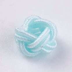 Light Cyan Polyester Weave Beads, Round, Light Cyan, 6.5x4.5mm, Hole: 4mm