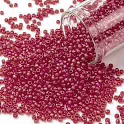 (165BF) Transparent AB Frost Siam Ruby Toho runde Rocailles, japanische Rocailles, (165 bf) transparent ab frost siam rubin, 11/0, 2.2 mm, Bohrung: 0.8 mm, ca. 50000 Stk. / Pfund