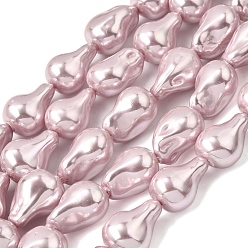 Pink Нити бусин из гальванизированного непрозрачного стекла, имитирующие жемчуг, самородки, розовые, 21.5~25x15~16x13.5~15 мм, отверстие : 1.2 мм, около 15~17 шт / нитка, 36~39 см