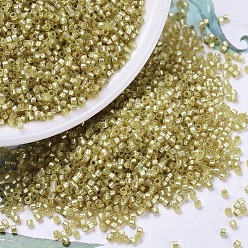 (DB0687) Окрашенный Полу-матовый Серебристый на Подкладке Желто-зеленый Бусины miyuki delica, цилиндр, японский бисер, 11/0, (db 0687) окрашенная в полужирное серебро подкладка желто-зеленый, 1.3x1.6 мм, отверстия: 0.8 мм, около 10000 шт / мешок, 50 г / мешок