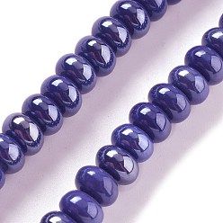 Прусский Синий Фарфоровые бусины-рондели, берлинская лазурь, 8.5x5.5 мм, отверстие : 1.8 мм, около 55 шт / нитка, 28~30 см