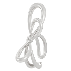 Платина Латунные открытые манжеты с бантом для женщин, платина, внутренний диаметр: 17 мм