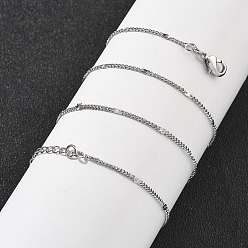 Платина Латунные цепочки панцирного плетения ожерелья для женщин, 304 из нержавеющей стали застежкой омар, стойки покрытие, без свинца и без кадмия, долговечный, платина, 17.95 дюйм (45.6 см)