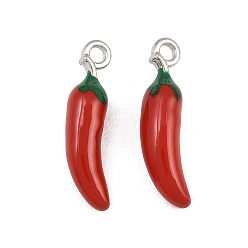 Hot Pepper 316 хирургические эмалевые подвески из нержавеющей стали, подвески в форме овощей, ионное покрытие (ip), цвет нержавеющей стали, горячие прелести перец, 17x4.5x4.5 мм, отверстие : 1.5 мм