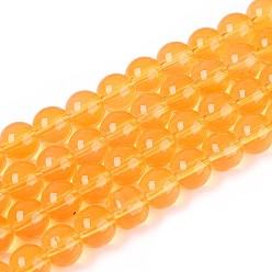 Оранжевый Выпечки нарисованных стеклянных бусин прядей, имитация Opalite, круглые, оранжевые, 8 мм, отверстие : 1.3~1.6 мм, около 100 шт / нитка, 31.4 дюйм