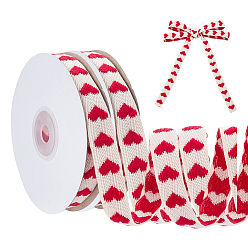 Красный 2лента ко Дню святого Валентина из полиэстера и хлопка, вышивка сердечком лентой, красные, 5/8 дюйм (15 мм), 10 ярдов / ролл