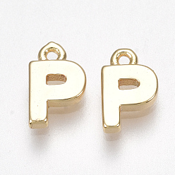 Letter P Латунь прелести, буквы, без никеля , реальный 18 k позолоченный, letter.p, 8x5x1.5 мм, отверстие : 0.8 мм