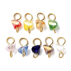 (52) Непрозрачная лаванда Подвески-соединители с треугольными звеньями из гальванического стекла, с золотым оттенком 304 двойные петли из нержавеющей стали, разноцветные, 10.5~11x4.5~6x4~4.5 мм, отверстия : 1.6 mm и 3 мм