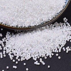 (DBS0202) White Pearl AB MIYUKI Delica Beads Small, Cylinder, Japanese Seed Beads, 15/0, (DBS0202) White Pearl AB, 1.1x1.3mm, Hole: 0.7mm, about 35000pcs/bottle, 10g/bottle