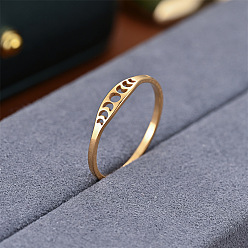 Золотой Полые фазы луны 304 кольца из нержавеющей стали, золотые, размер США 7 (17.3 мм)