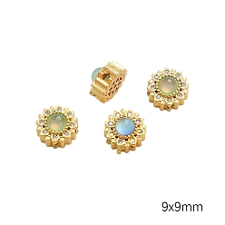 Цветок Подвески кошачий глаз, с латунной фурнитурой , матовый золотой цвет, цветок, 9 мм