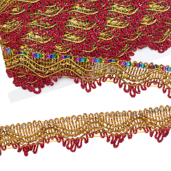 Красный Кружевная отделка из полиэфирного волокна, с пайетками для одежды, швейных аксессуаров, красные, 1-3/8 дюйм (35 мм)