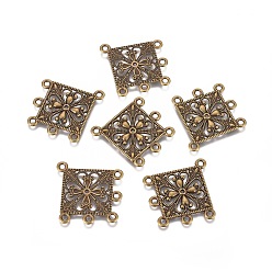 Antique Bronze Tibetan Style Alloy Links, Lead Free and Cadmium Free, Rhombus, Antique Bronze, 35x33.5x1.5mm, Hole: 2mm
