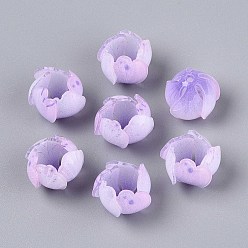 Лиловый Колпачки для акриловых бусин в виде цветов, для изготовления ювелирных изделий DIY, сирень, 14x16x16 мм, отверстие : 1.6 мм