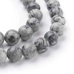 Map Stone Natural Map Stone/Picasso Stone/Picasso Jasper Beads Strands, Round, 8mm, Hole: 1mm, about 46pcs/strand, 15.5 inch