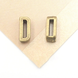 Letter D Тибетский стиль сплава Silde амулеты, Письмо ~ Z, античная бронза, Буква D, 11x5x4 мм, отверстие : 7x2 мм